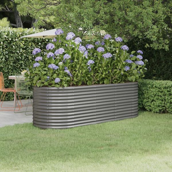 vidaXL Garden Raised Bed Galvanised Steel 224x80x68 cm Grey