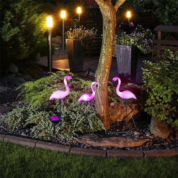 HI Solar LED Garden Stake Flamingo 3 pcs