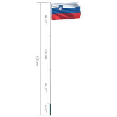 vidaXL Slovenia Flag and Pole Aluminium 6 m