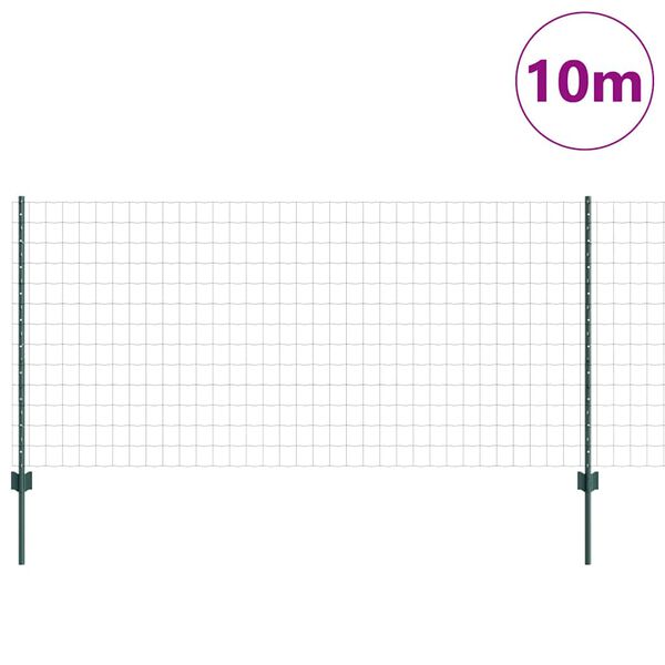 vidaXL Fence with Post Green 1 x 10 m Steel