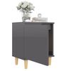 vidaXL Bed Cabinet with Solid Wood Legs High Gloss Grey 40x30x50 cm