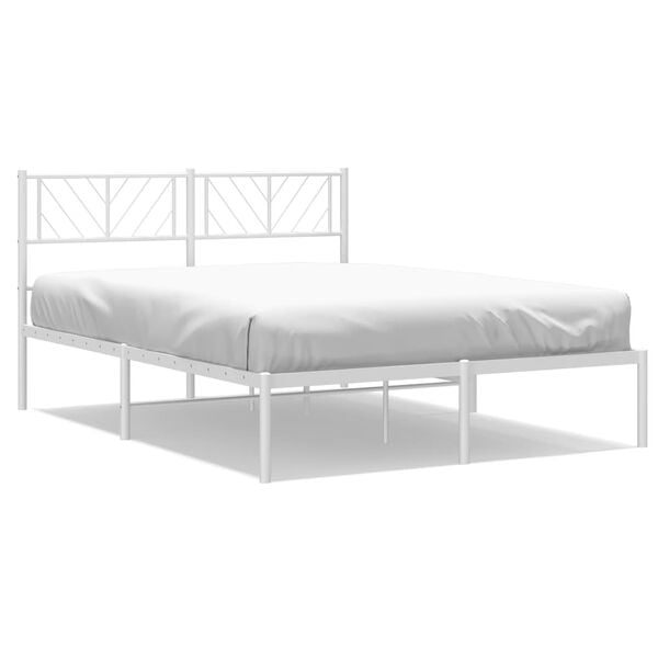 vidaXL Metal Bed Frame without Mattress with Headboard White 120x200cm