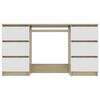 vidaXL Writing Desk White and Sonoma Oak 140x50x77 cm Engineered Wood