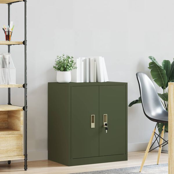 vidaXL Storage Cabinet Olive Green 60 x 40 x 70 cm Steel