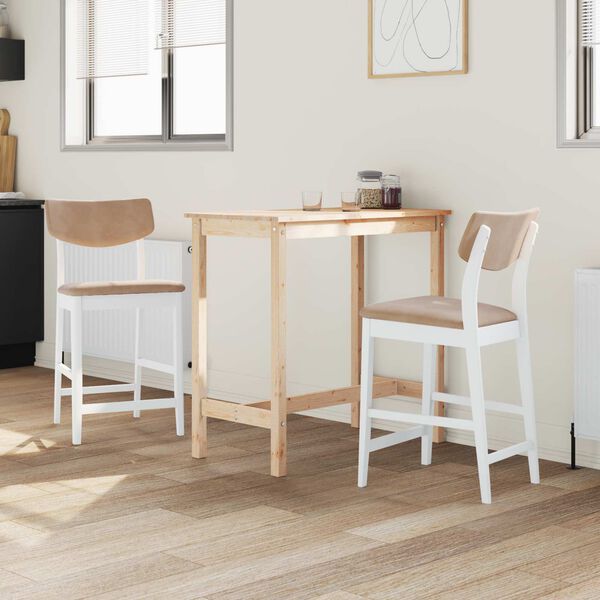 vidaXL Dining Chairs 2 pcs White 48 x 49 x 95 cm Solid Rubber Wood