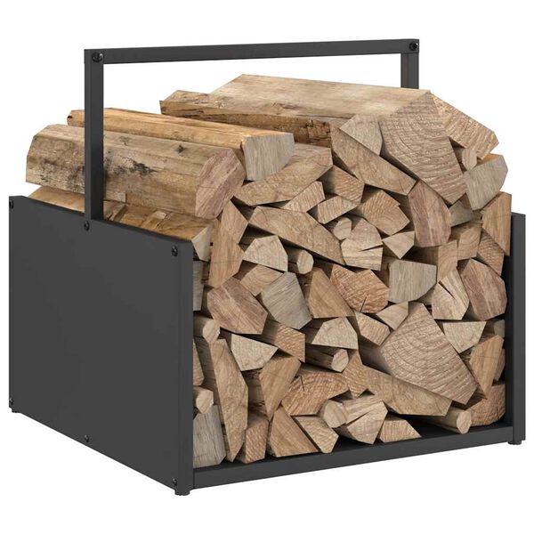 vidaXL Firewood Rack Black 40x40x40 cm Cold-rolled steel
