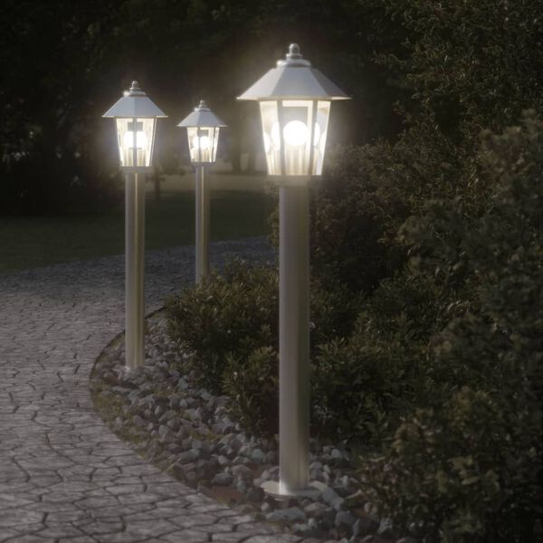 vidaXL Outdoor Floor Lamps 3pcs Silver 80 cm Stainless Steel