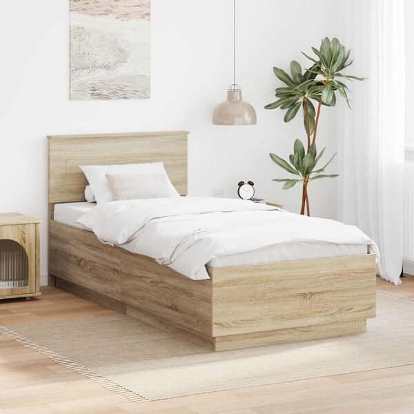 vidaXL Bed Frame with Headboard Sonoma Oak 70 x 190 cm Engineered Wood