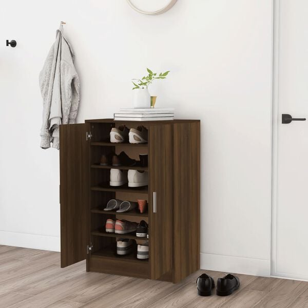 vidaXL Shoe Cabinet Brown Oak 60x35x92 cm Engineered Wood