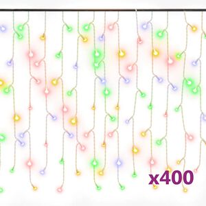 vidaXL Curtain Icicle Light | Colourful | Plastic, Copper | 10m long
