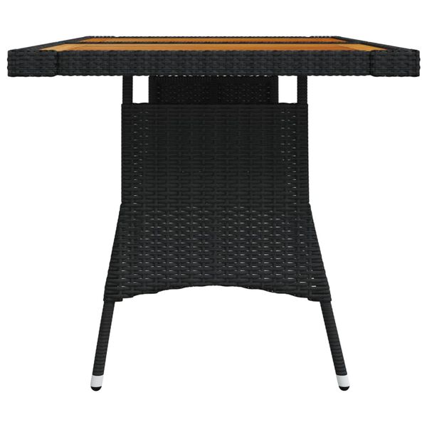 vidaXL Garden Table Black 130x70x72 cm Poly Rattan & Solid Acacia Wood