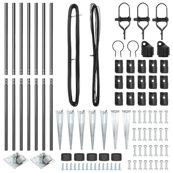 vidaXL Fence Posts Manual 7 pcs Grey Ø32mm 140 cm Galvanised steel