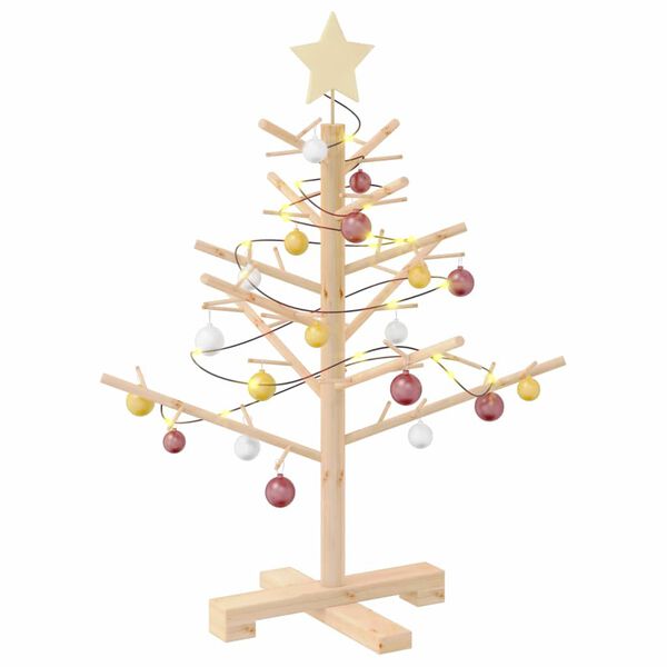 vidaXL Wooden Christmas Tree with Stand Natural 75 cm Solid pine wood