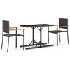 vidaXL 3 Piece Garden Dining Set Black