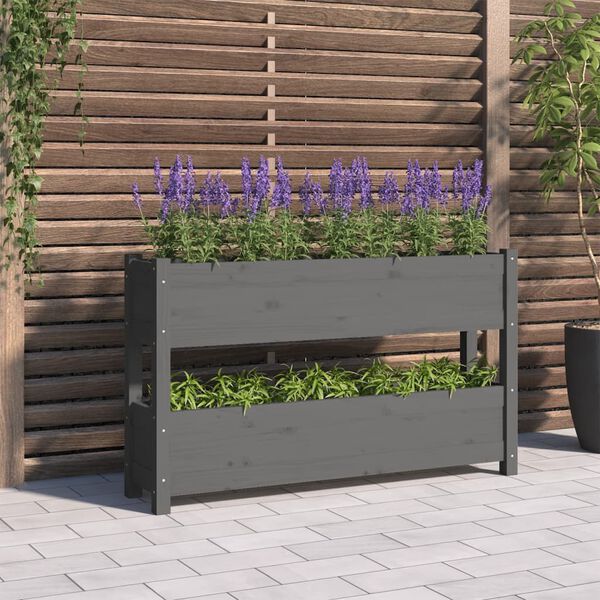 vidaXL Planter Grey 112x25x66 cm Solid Wood Pine