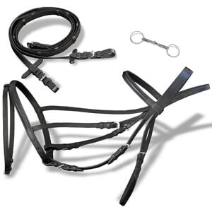 vidaXL Horse Bridle | Black | Buffalo leather | Cob | Adjustable Armrests