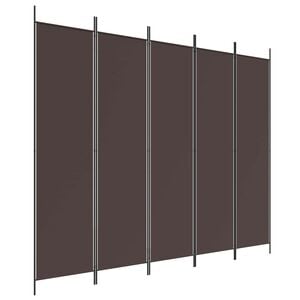 vidaXL 5-Panel Room Divider Brown 250x200 cm Fabric