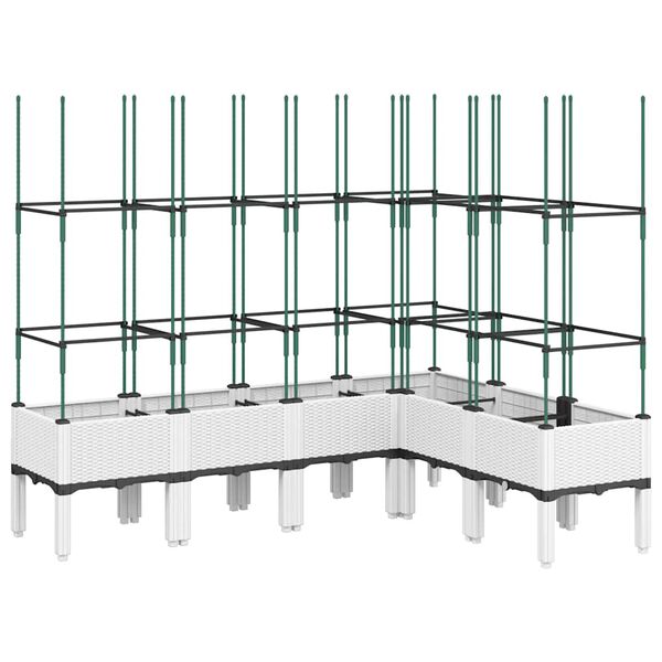 vidaXL Garden Planter with Trellis White 160x120x142.5 cm PP