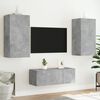 vidaXL 4 Piece TV Wall Units with LED Concrete Grey Engineered Wood