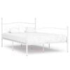 vidaXL Bed Frame without Mattress with Slatted Base White Metal 160x200 cm