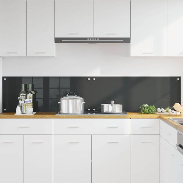 vidaXL Kitchen Backsplash 2 pcs Dark Grey 100 x 40 cm Tempered Glass