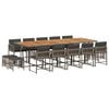 vidaXL 15 Piece Garden Dining Set with Cushions Grey Poly Rattan