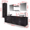 vidaXL 11 Piece Bathroom Furniture Set with Basin with Tap Black