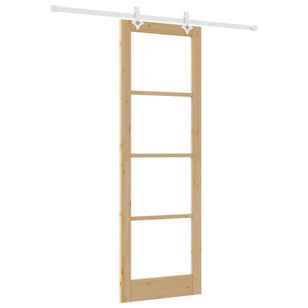 vidaXL Sliding Door Natural 78 x 232 cm Solid Pine Wood and Glass