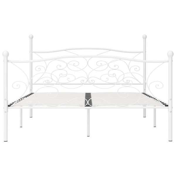 vidaXL Bed Frame without Mattress with Slatted Base White Metal 180x200 cm Super King