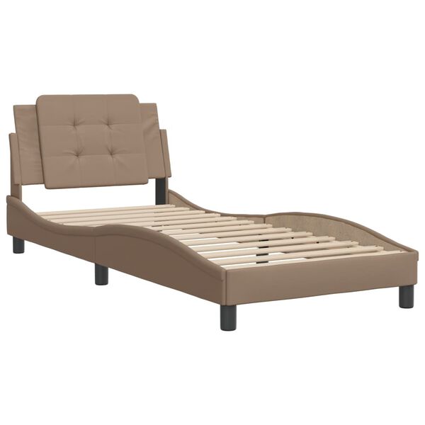 vidaXL Bed Frame without Mattress "Zadar" Cappuccino 90x190 cm Single Faux Leather