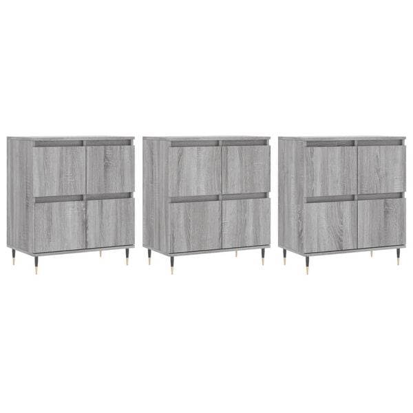 vidaXL Sideboards 3 pcs Grey Sonoma Engineered Wood