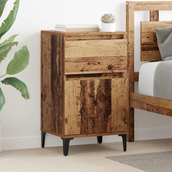 vidaXL Bedside Cabinet Old Wood 40 x 35 x 70 cm Engineered Wood