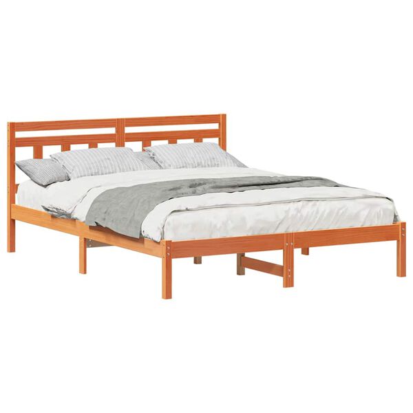 vidaXL Bed Frame Brown 140 x 200 cm Solid Pine Wood