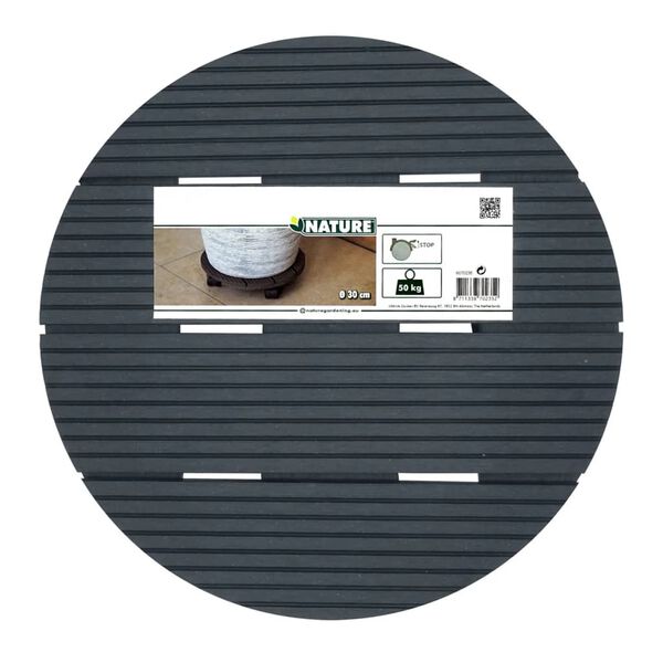 Nature Plant Trolley Round &Oslash;30 cm Anthracite Wood