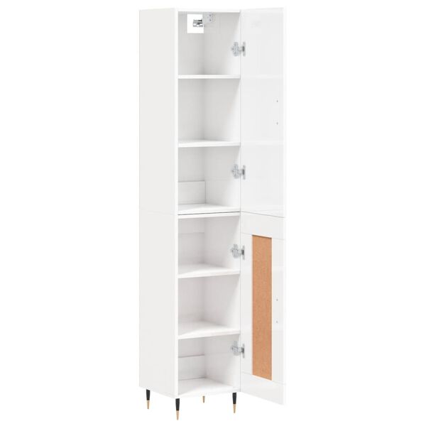 vidaXL Highboard High Gloss White 34.5x34x180 cm Engineered Wood