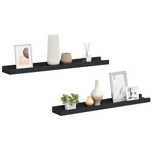 vidaXL Picture Frame Ledge Shelves 2 pcs Black 60x9x3 cm MDF
