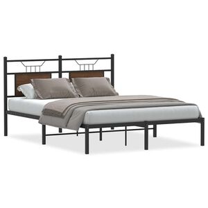 vidaXL Bed Frame without Mattress Brown Oak 140x200 cm Engineered Wood