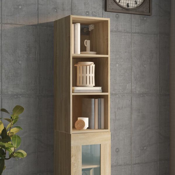 vidaXL Wall Cabinet Sonoma Oak 34.5x32.5x90 cm Engineered Wood