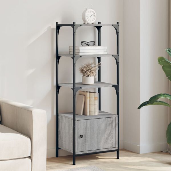 vidaXL Bookcase 3-Tier Grey Sonoma 41x30x109.5 cm Engineered Wood