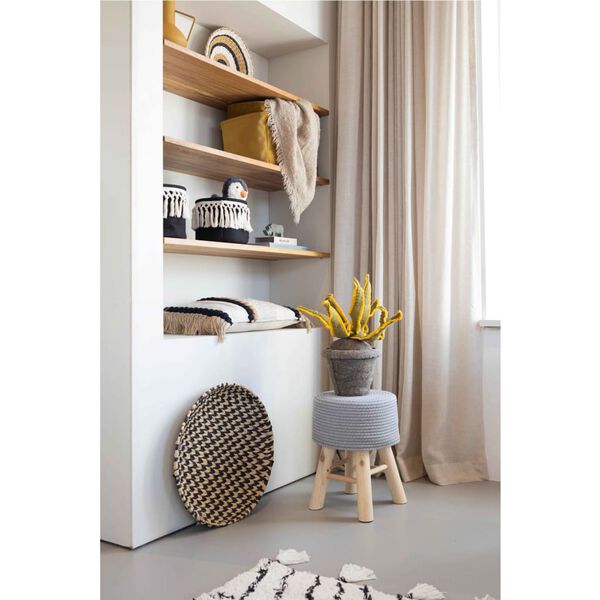 KidsDepot Stool Iggy 29 cm Cotton and Wood Grey