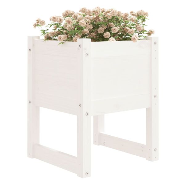 vidaXL Planters 2 pcs White 40x40x52.5 cm Solid Wood Pine