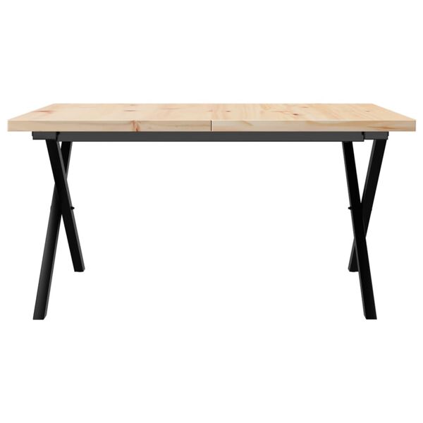 vidaXL Coffee Table X-Frame 90x90x45.5 cm Solid Wood Pine and Steel