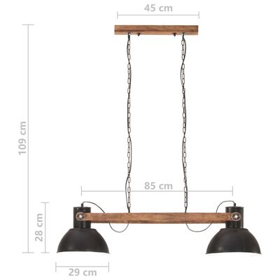 vidaXL Industrial Hanging Lamp 25 W Black 109 cm E27