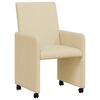 vidaXL Dining Chairs with Wheels 2 pcs Cream 57 x 66 x 94 cm Fabric