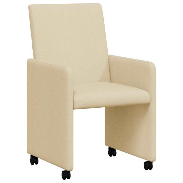 vidaXL Dining Chairs with Wheels 2 pcs Cream 57 x 66 x 94 cm Fabric