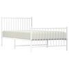 vidaXL Metal Bed Frame without Mattress with Footboard White 100x200cm