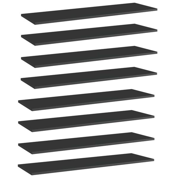 vidaXL Bookshelf Boards 8 pcs High Gloss Black 100x30x1.5 cm Engineered Wood
