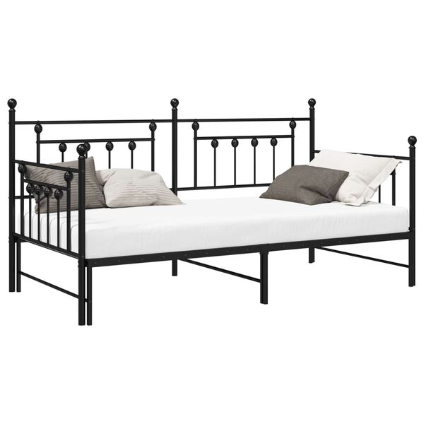 vidaXL Daybed Frame with Headboard Black 90 x 190 cm Steel