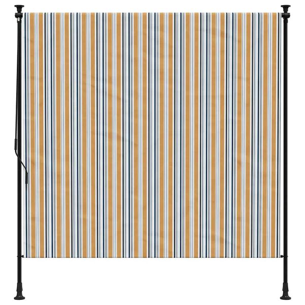 vidaXL Outdoor Roller Blind Yellow and White 150x270 cm Fabric&Steel