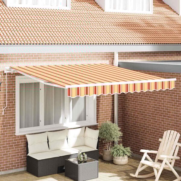 vidaXL Retractable Awning Retractable Yellow and Orange 300 x 250 cm